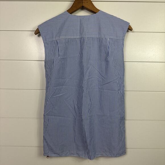 J. Crew Striped Sleeveless Side Zip Top Shirt Blue White sz 00 - Picture 6 of 7